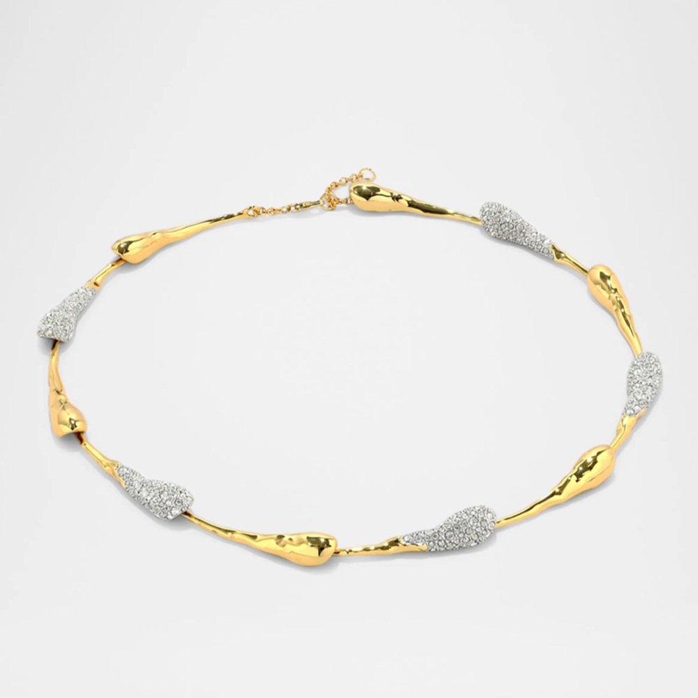 ALEXIS BITTAR Crystal Teardrop Riviera Necklace Two Tone Solanales MY21